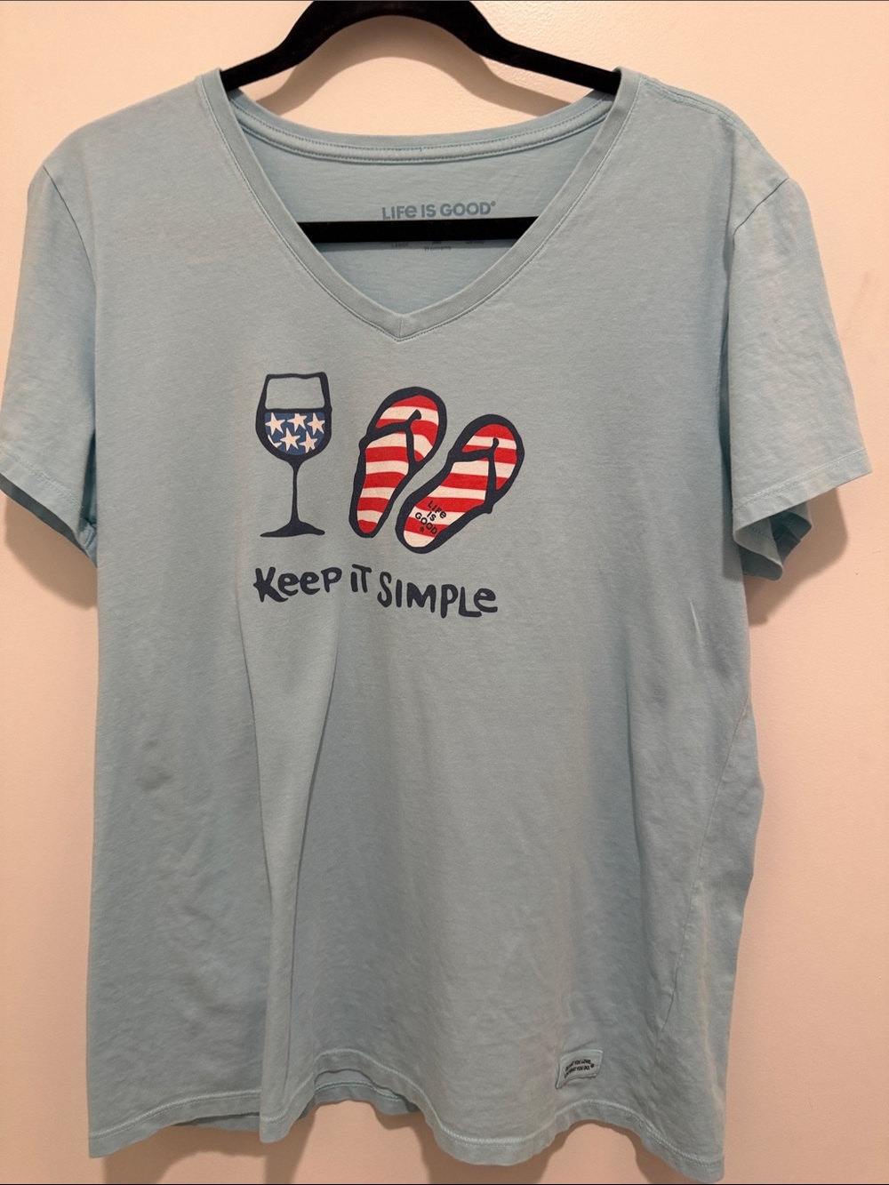 Life Is Good Light Blue V-Neck 'Keep It Simple' Graphic Tee